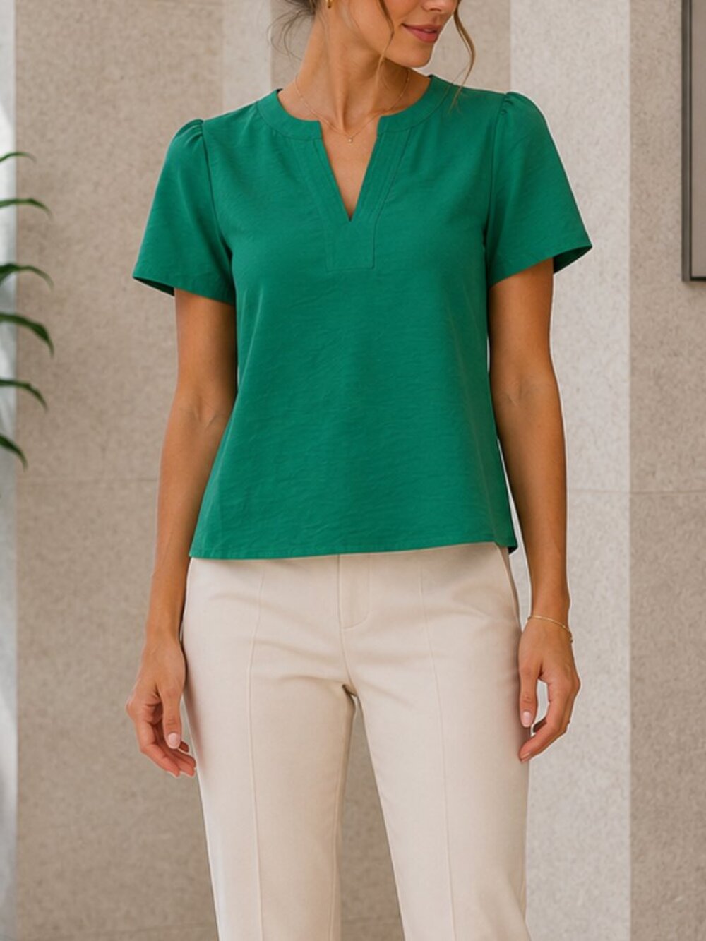 Green Short Sleeve Top